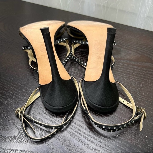 Versace Black rhinestone embellished heels 38/7 - Picture 6 of 12